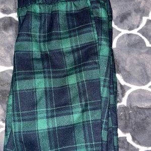 Green plaid pants.